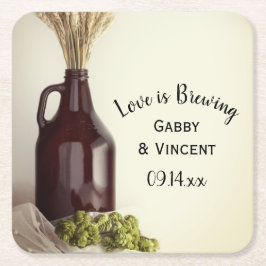 Growler, Hop en Wheat Brewery Wedding Kartonnen Onderzetters