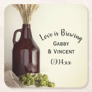 Growler, Hop en Wheat Brewery Wedding Kartonnen Onderzetters
