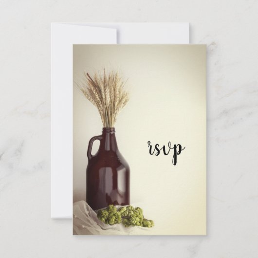 Growler, Hop en Wheat Brewery Wedding RSVP Kaartje (Voorkant)