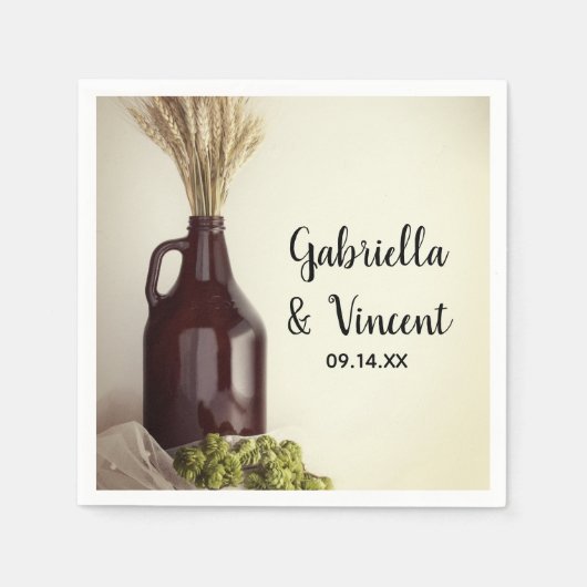 Growler, Hop en Wheat Brewery Wedding Servet (Voorkant)