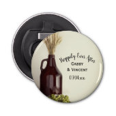 Growler Hop Wheat Hoppily ever after Wedding Button Flesopener (Voorkant)