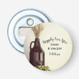 Growler Hop Wheat Hoppily ever after Wedding Button Flesopener