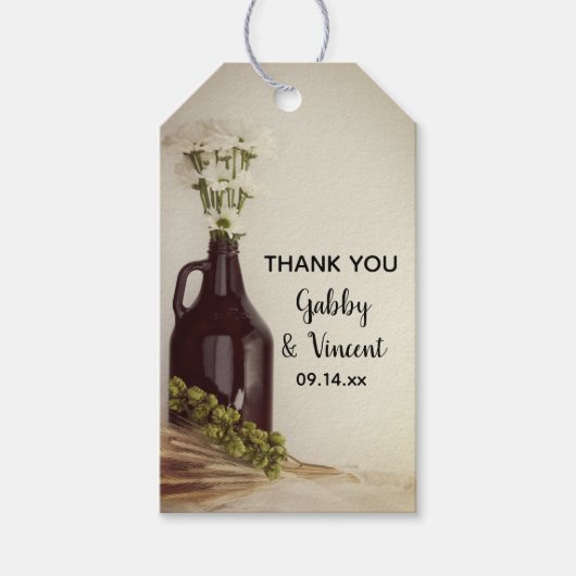 Growler Hops Daisies Brewery Wedding Favor Labels Cadeaulabel (Voorkant)