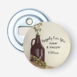 Growler Hops Daisies Hoppily Ever After Wedding Button Flesopener