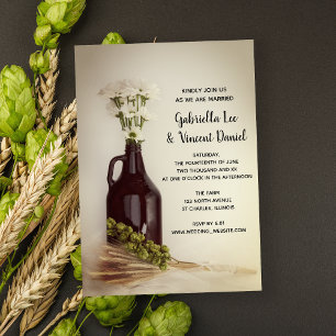 Growler, Hops en Daisies Brewery Wedding Kaart