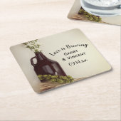 Growler, Hops en Daisies Brewery Wedding Square P Kartonnen Onderzetters (Schuin)