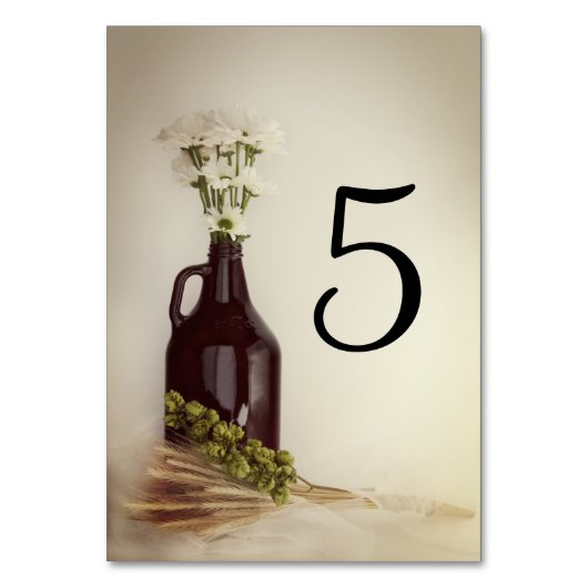 Growler, Hops en Daisies Brewery Wedding Table Nu Kaart (Achterkant)