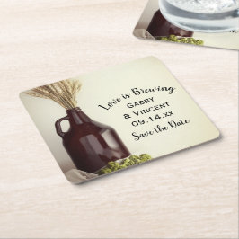 Growler Hops Wheat Brewery Wedding Save the Date Kartonnen Onderzetters