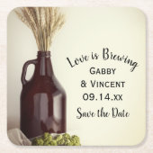 Growler Hops Wheat Brewery Wedding Save the Date Kartonnen Onderzetters (Voorkant)