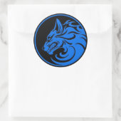 Growling Blauwe en Zwarte Wolf Cirkel Ronde Sticker (Tas)