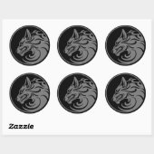 Growling Grijs en Zwart Wolf Circle Ronde Sticker (Vel)