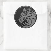 Growling Grijs en Zwart Wolf Circle Ronde Sticker (Tas)
