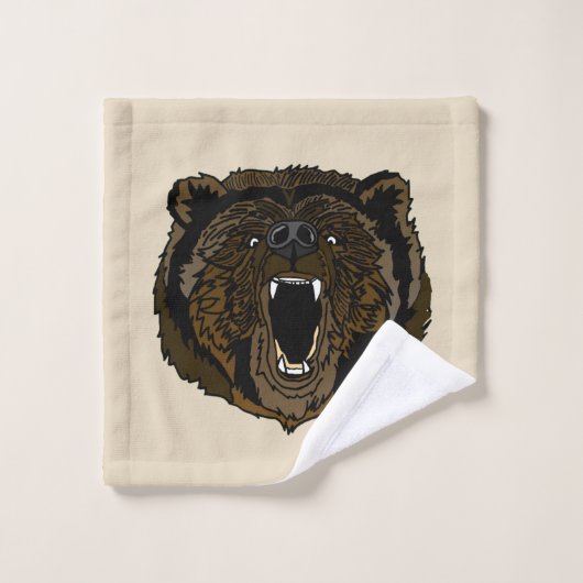 Growling Grizzly Beer Bad Handdoek (Wasdoekje)