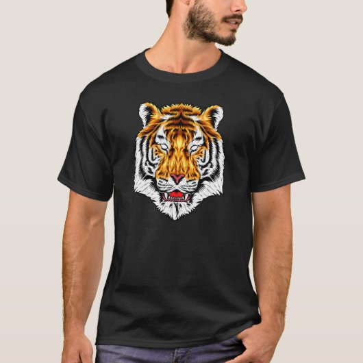 Growling Mouth Funny Bengal Tiger Mannen Womens Ki T-shirt (Voorkant)