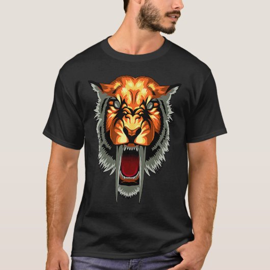 Growling Mouth Open Bengal Tiger Cat T-shirt (Voorkant)