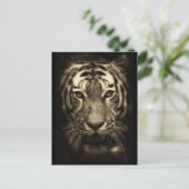 Growling Tiger Face in Sepia Tones Briefkaart (Staand voorkant)