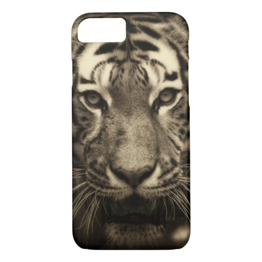 Growling Tiger Face in Sepia Tones Case-Mate iPhone Case (Achterkant)