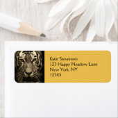 Growling Tiger Face in Sepia Tones Etiket (Insitu)