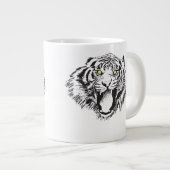 Growling tijger in zwart met gele ogen grote koffiekop (Voorkant rechts)