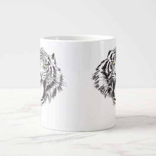 Growling tijger in zwart met gele ogen grote koffiekop (Voorkant)