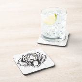 Growling tijger in zwart met gele ogen onderzetter (Rechterzijde)