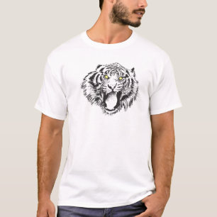 Growling tijger in zwart met gele ogen t-shirt