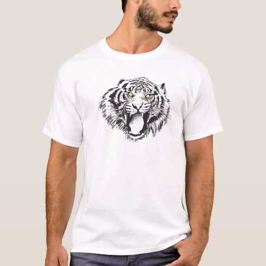 Growling tijger in zwart met gele ogen t-shirt (Voorkant)