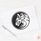 Growling White en Black Wolf Circle Ronde Sticker (Envelop)