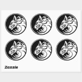 Growling White en Black Wolf Circle Ronde Sticker (Vel)