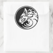Growling White en Black Wolf Circle Ronde Sticker (Tas)