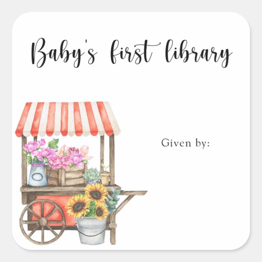Grown Baby shower boekenplank - baby's eerste bibl Vierkante Sticker (Voorkant)