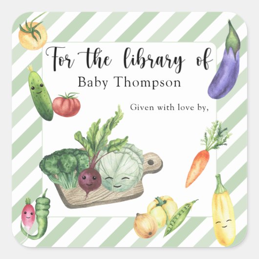 Grown Baby shower bookplate - voor de bibliotheek Vierkante Sticker (Voorkant)
