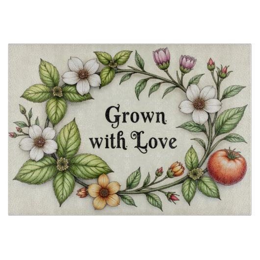 Grown with Love Waterverf Glassnijplank Snijplank (Voorkant)