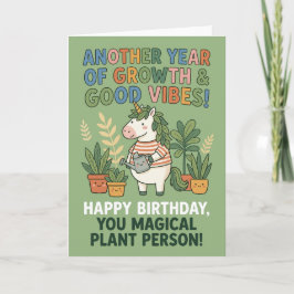 Growth Good Vibes Unicorn Plant Lover Birthday Kaart