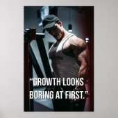 Growth Looks Boring at First Gym Motivation Quote Poster (Voorkant)