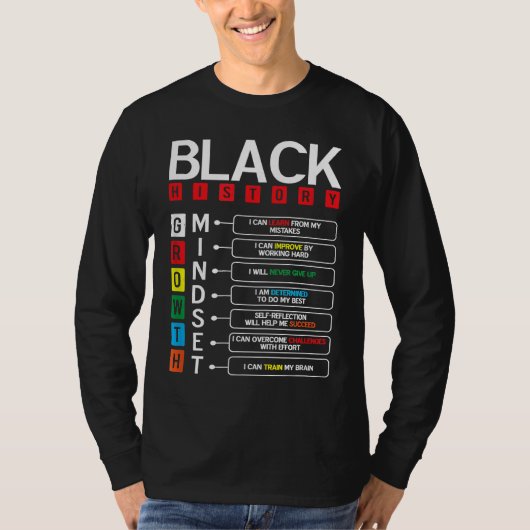 Growth Mindset Definition Cool Black History Month T-shirt (Voorkant)