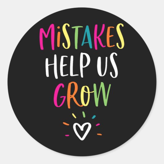 Growth Mindset Positive Back to School Teacher St Ronde Sticker (Voorkant)