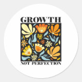 Growth Not Perfection Abstract Florals Sped Teache Ronde Sticker (Voorkant)