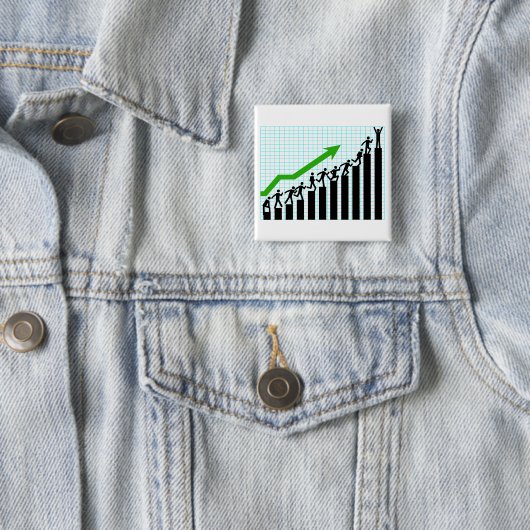 Growth Success Progress Bar Chart Vierkante Button 5,1 Cm (In situ)