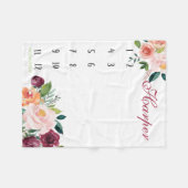 Growth tracker - Boho waterverf met rozen Fleece Deken (Voorkant (Horizontaal))