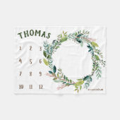 Growth tracker - Groene takken Milestone Fleece Deken (Voorkant (Horizontaal))