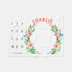 Growth tracker - Meisje mijlpaal waterverf Fleece Deken