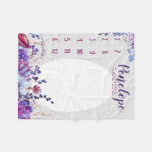 Growth tracker - Mijlpaal - Paarse waterverf Fleece Deken (Voorkant (Horizontaal))