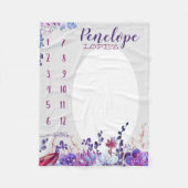 Growth tracker - Mijlpaal - Paarse waterverf Fleece Deken (Voorkant)