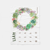 Growth tracker - Mijlpaal - Succulente krans Fleece Deken (Voorkant)