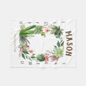 Growth tracker - Mijlpaal - Succulente waterverf Fleece Deken (Voorkant (Horizontaal))