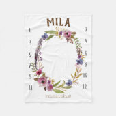 Growth tracker - Mijlpaal - waterverf bloemen Fleece Deken (Voorkant)