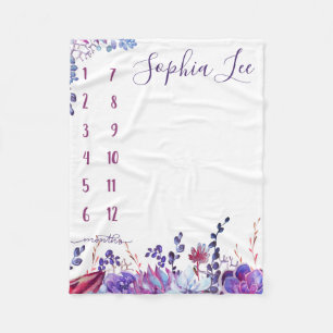 Growth tracker - Mijlpaal - waterverf bloemen Fleece Deken