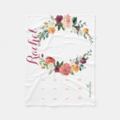 Growth tracker - Milestone meisjesbloemen Fleece Deken (Voorkant)