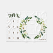 Growth tracker - Witte bloemen takken Milestone Fleece Deken (Voorkant (Horizontaal))